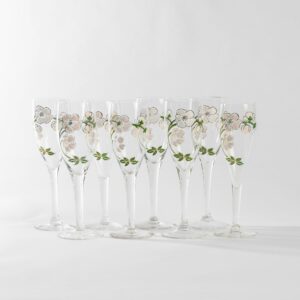 8 Hand-Painted Champagne Flutes